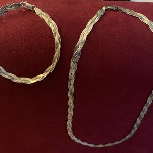 2pc Braided 925 Italy Necklace/Matching Bracelet